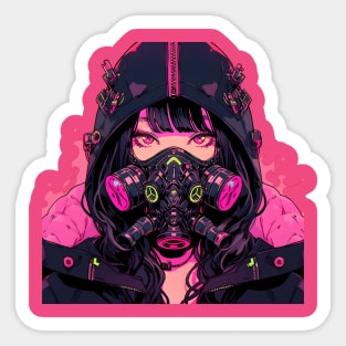 Girl Wearing Cyber Mask Sticker